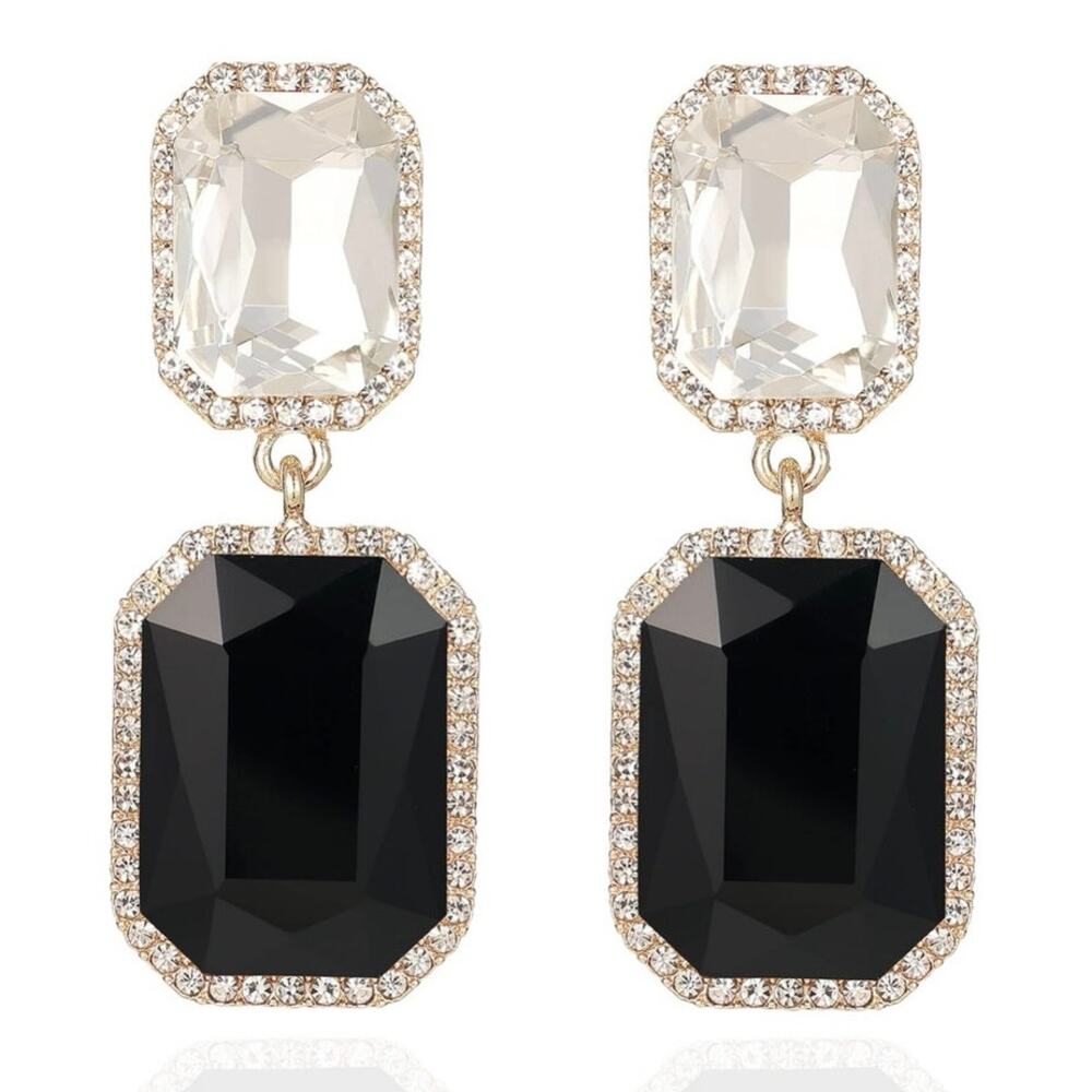 Evening Rectangle Statement Earrings - Picture 2 of 4